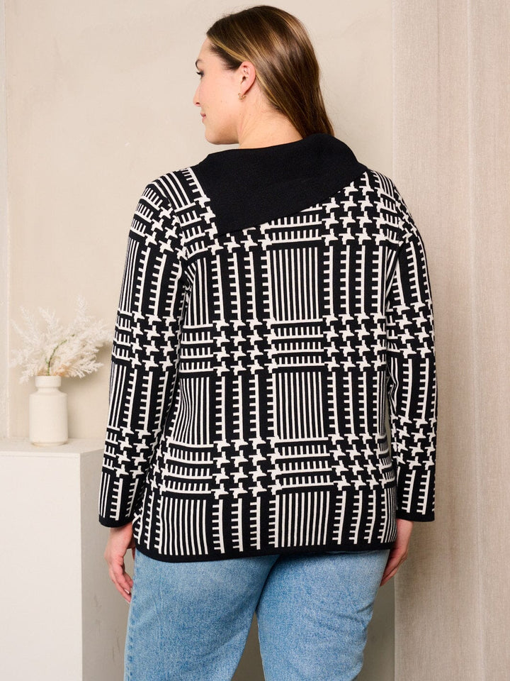 PLUS SIZE LONG SLEEVES COLORBLOCK COWL NECK TOP
