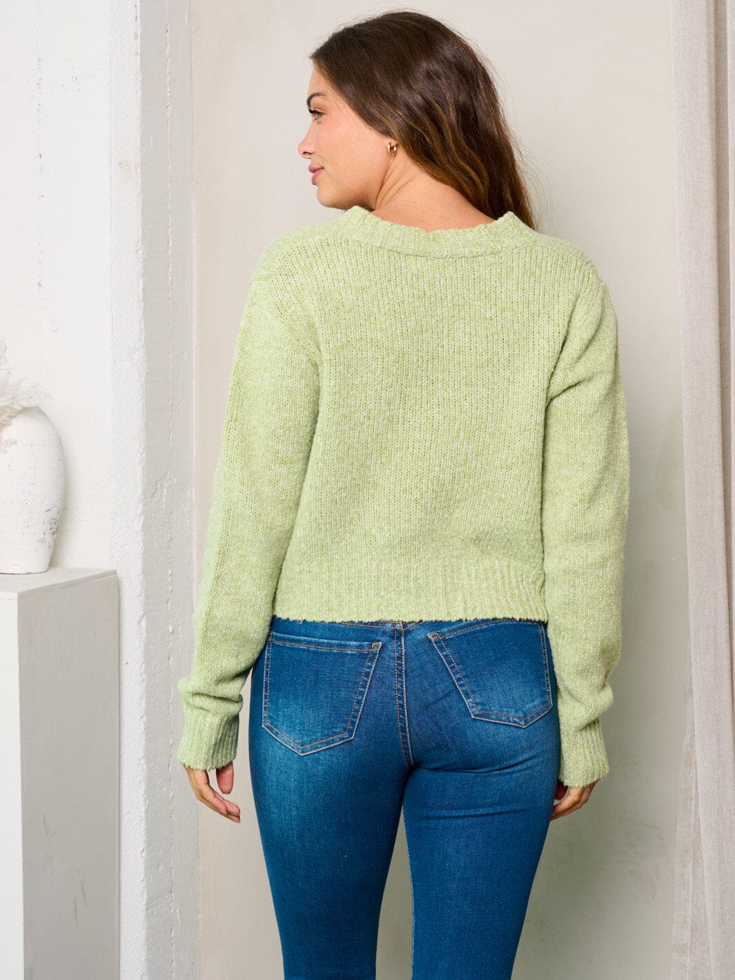 WOMEN'S LONG SLEEVES BUTTON UP KNIT SWEATER