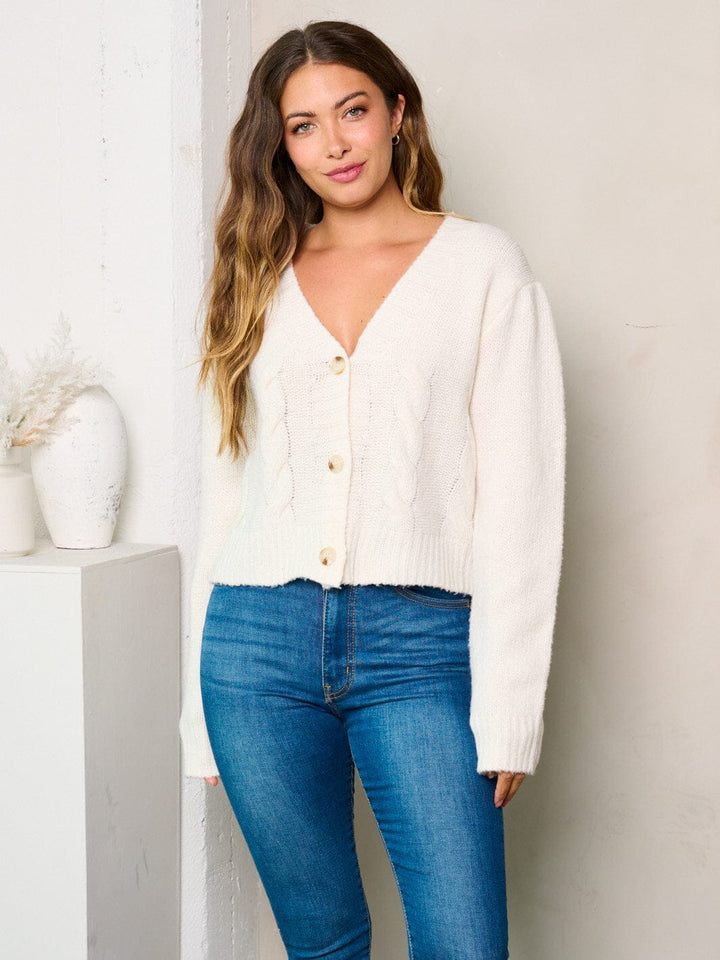 WOMEN'S LONG SLEEVES BUTTON UP KNIT SWEATER