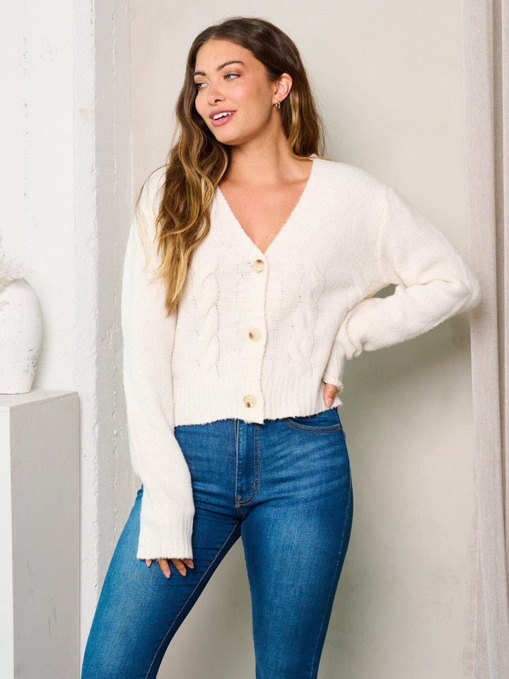 WOMEN'S LONG SLEEVES BUTTON UP KNIT SWEATER