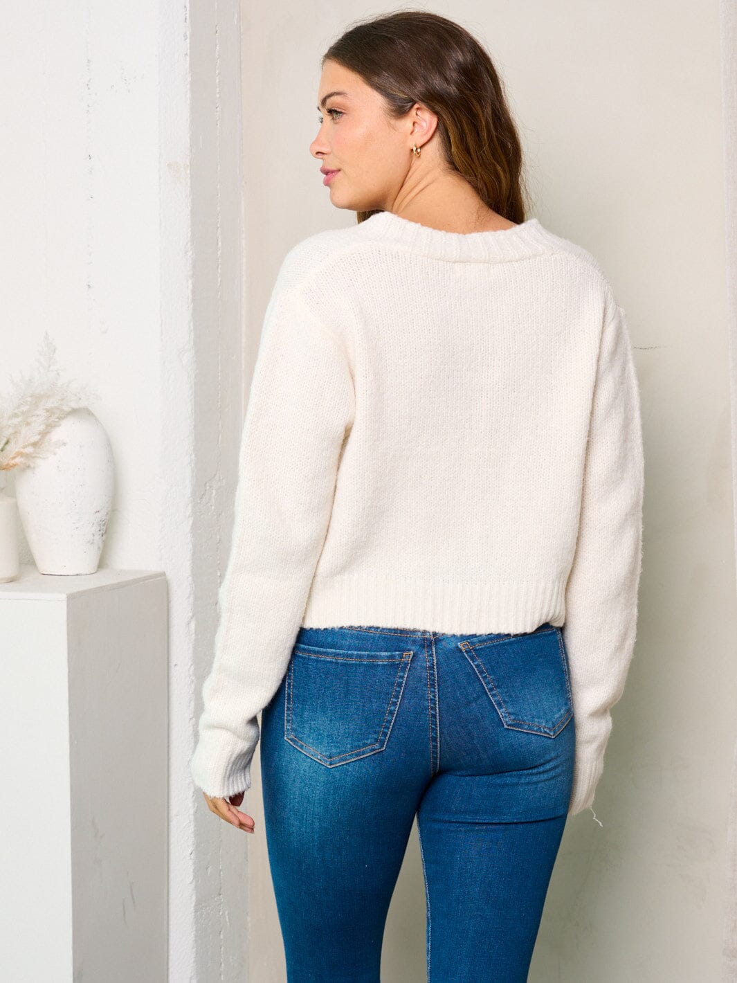 WOMEN'S LONG SLEEVES BUTTON UP KNIT SWEATER