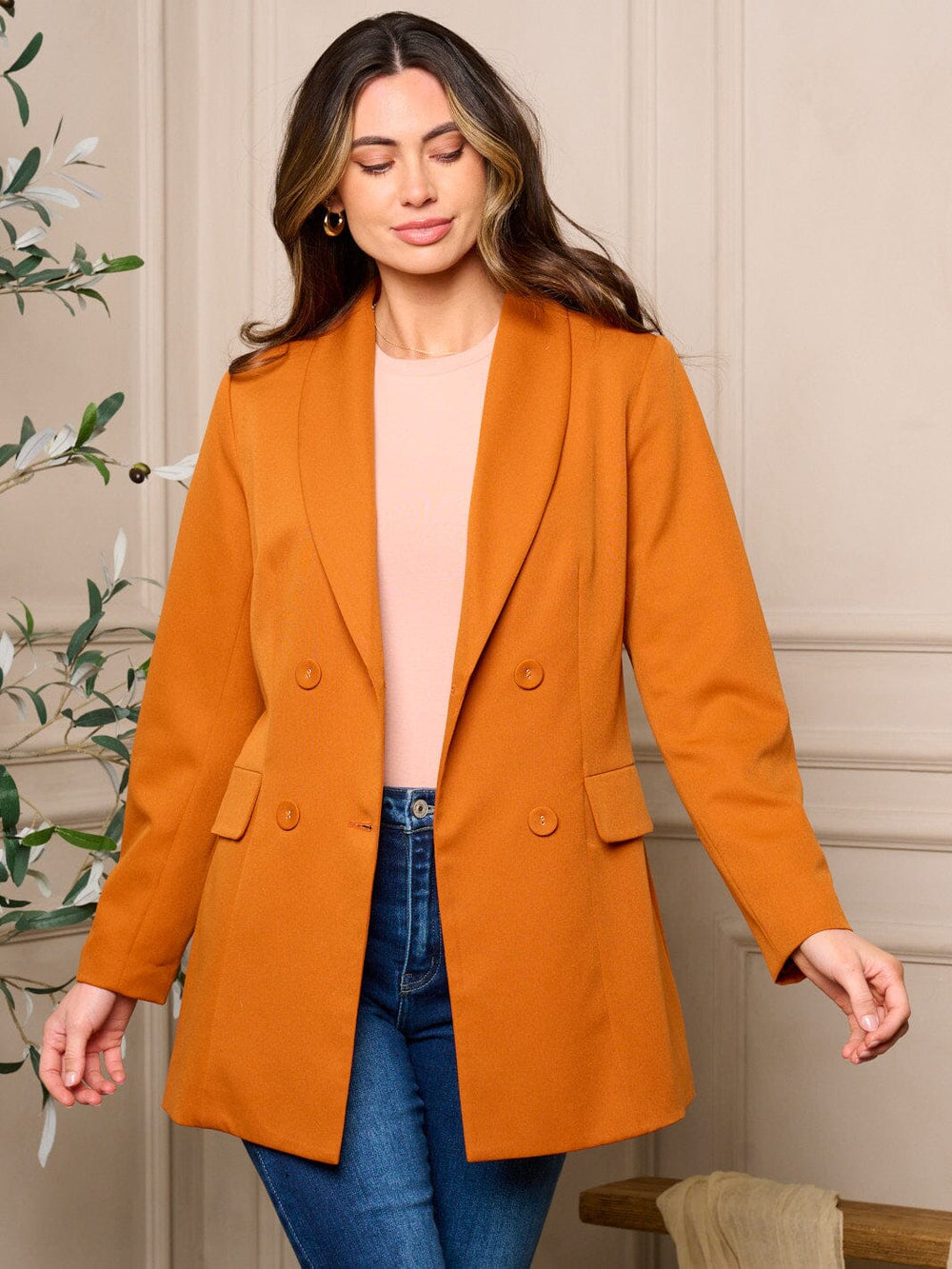 WOMENS LONG SLEEVE BUTTON CLOSURE POCKETS BLAZER