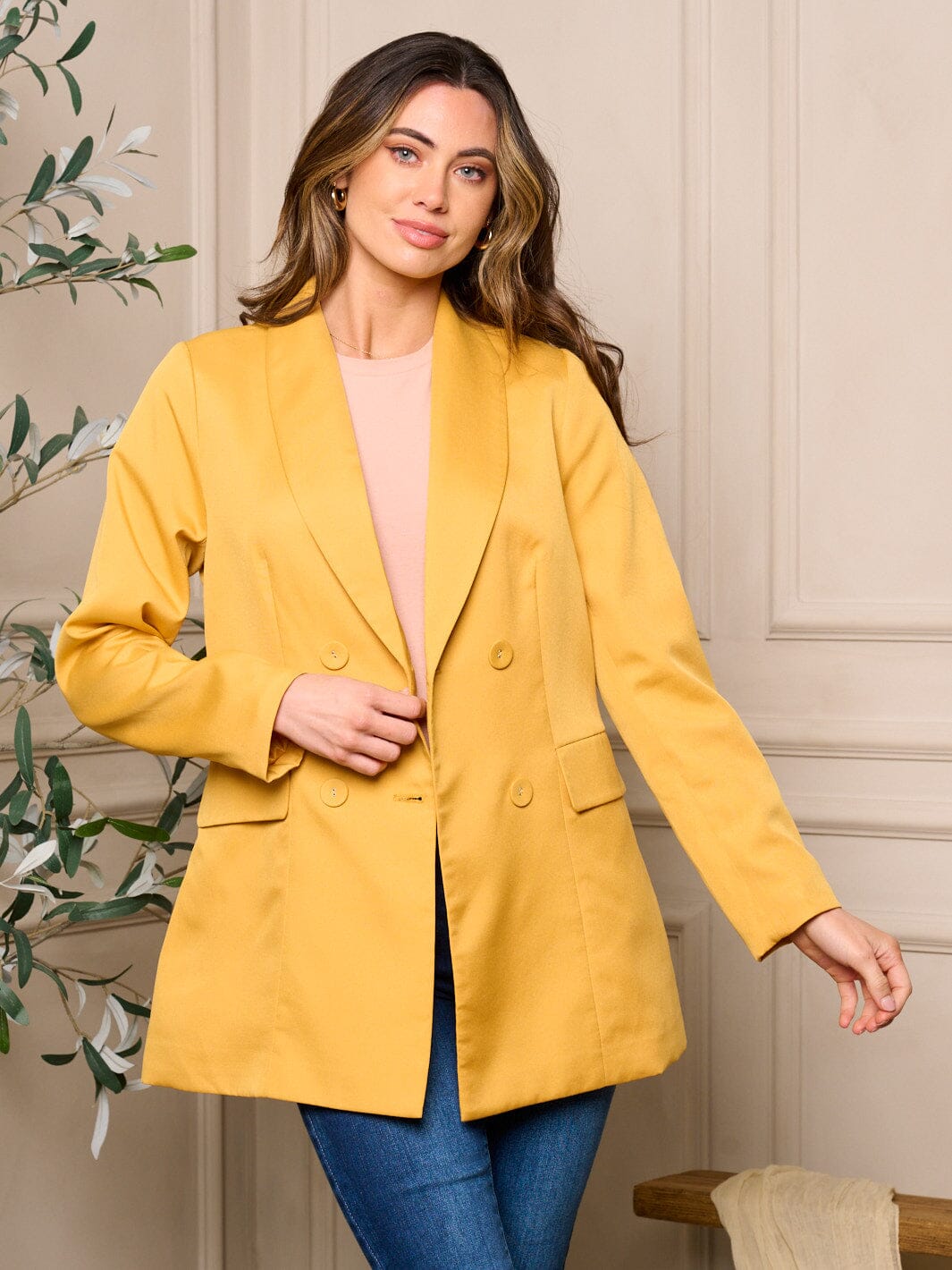 WOMENS LONG SLEEVE BUTTON CLOSURE POCKETS BLAZER