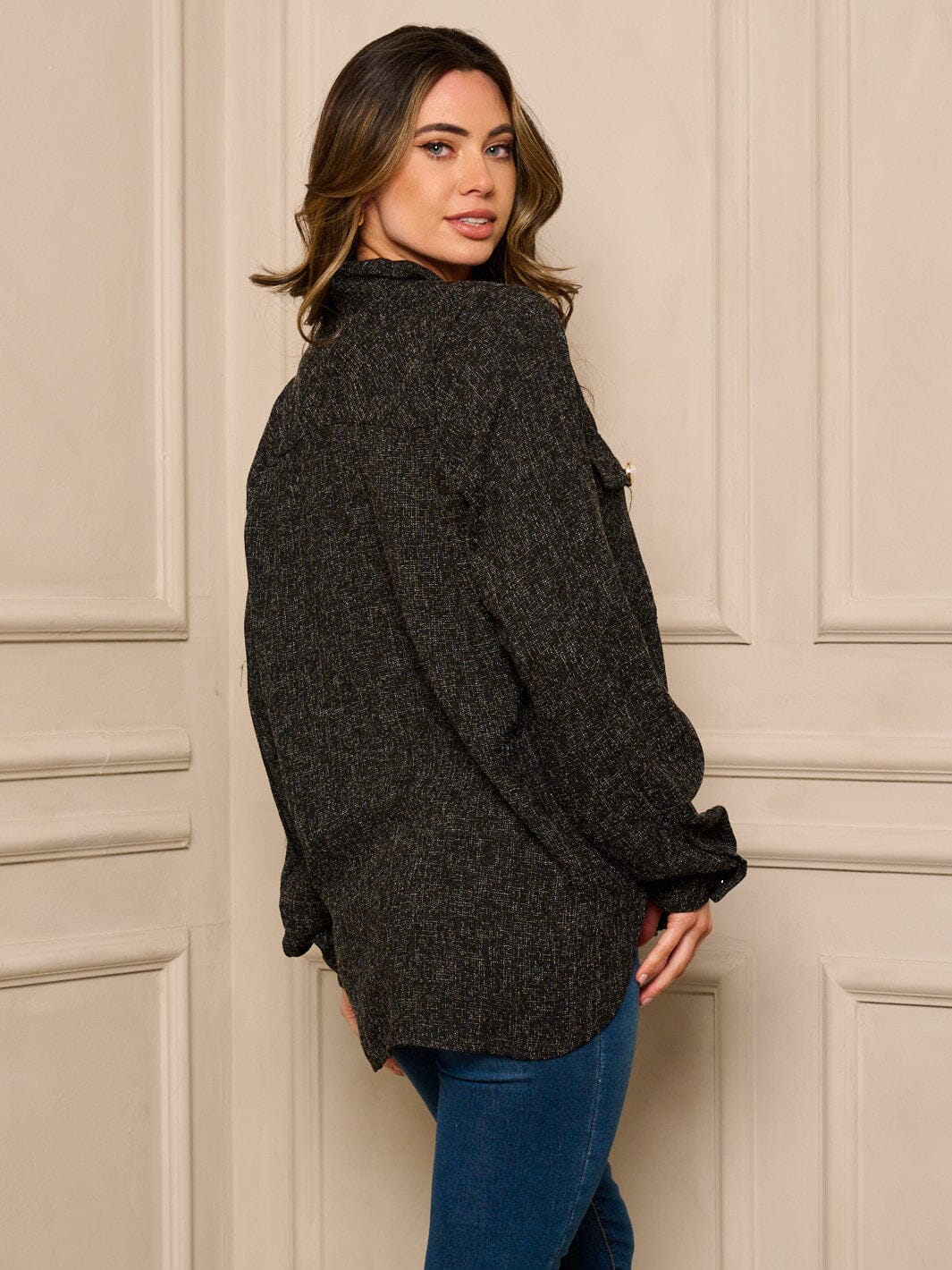 WOMEN'S LONG SLEEVE BUTTON UP WASHED BLOUSE TOP