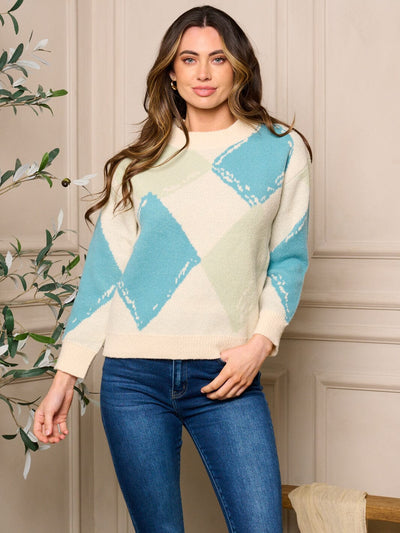 WOMEN'S LONG SLEEVE PULLOVER PRINTED SWEATER