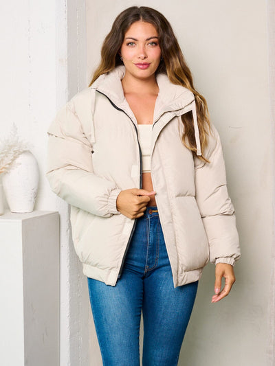WOMEN'S LONG SLEEVES ZIP UP PADDED JACKET