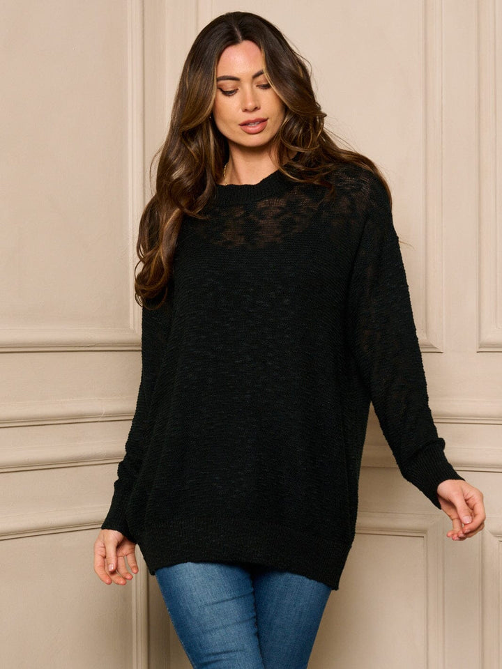 WOMEN'S LONG SLEEVE SOLID KNIT SWEATER