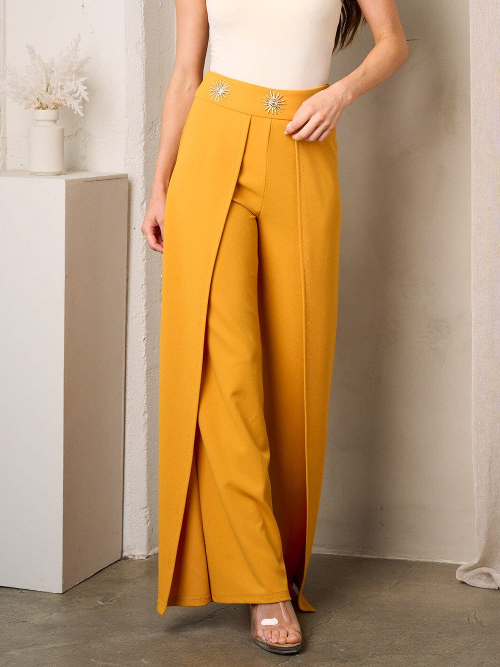 WOMEN'S WIDE LEG SUN DETAILED PANTS