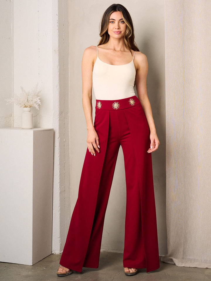 WOMEN'S WIDE LEG SUN DETAILED PANTS