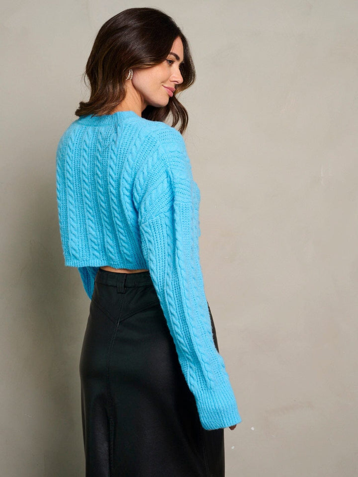 WOMEN'S LONG SLEEVE KNITTED CROP TOP