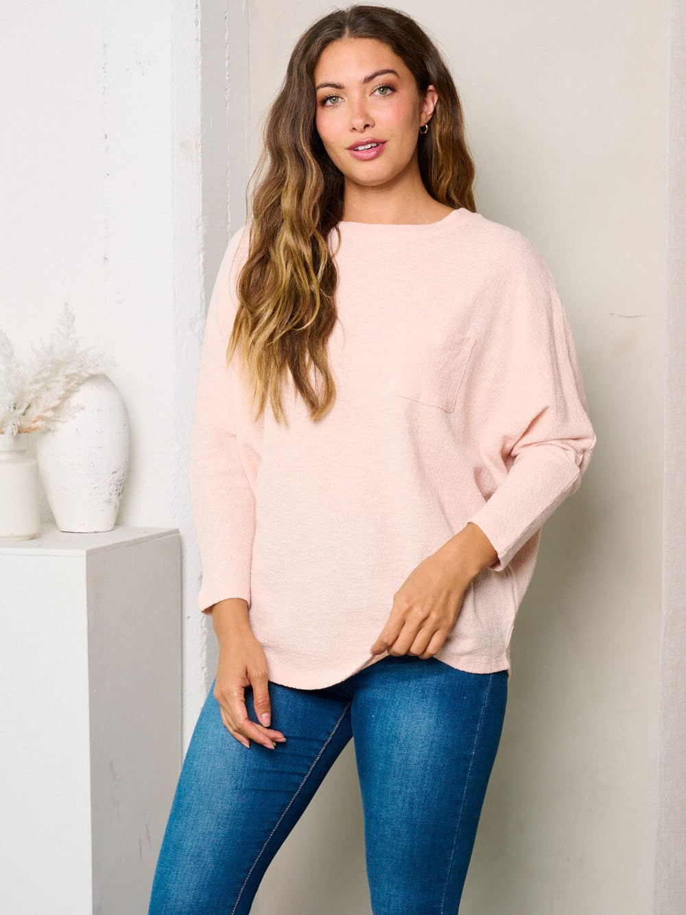 WOMEN'S LONG SLEEVES FRONT POCKET TUNIC TOP