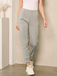 WOMEN'S SOLID POCKETS FLEECE PANTS