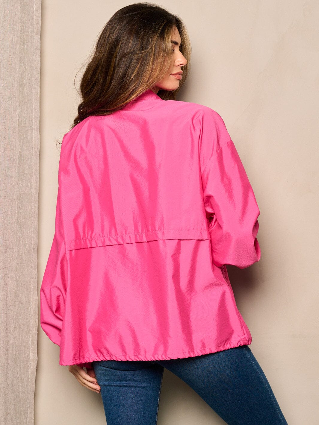 WOMEN'S LONG SLEEVE ZIP UP WIND BREAKER JACKET
