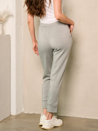 WOMEN'S SOLID POCKETS FLEECE PANTS