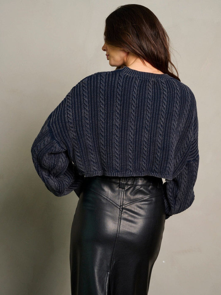 WOMEN'S LONG SLEEVE KNITTED CROP TOP