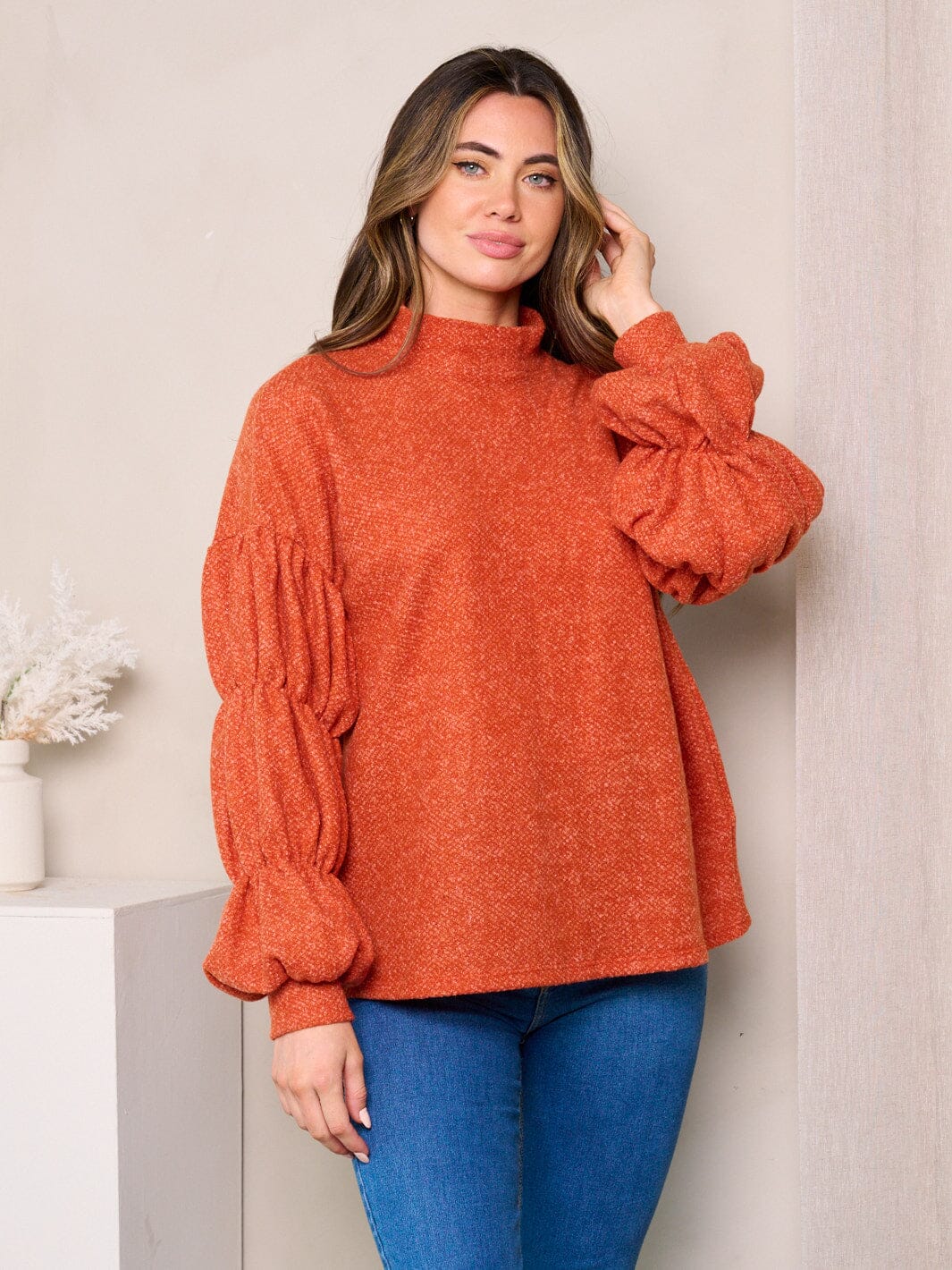 Mock neck layered long sleeve tunic main image 1