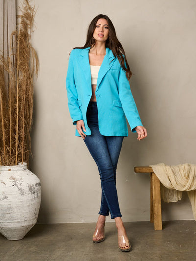 WOMEN'S LONG SLEEVE BUTTON CLOSURE BLAZER