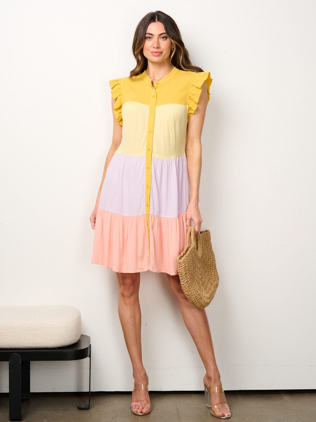 Copy of WOMEN'S SLEEVELESS SMOCK TIERED TUNIC MINI DRESS
