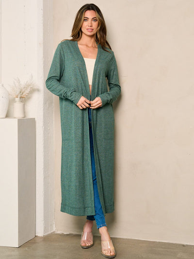 WOMEN'S LONG SLEEVE OPEN FRONT SOLID CARDIGAN