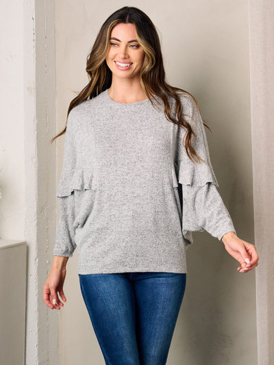 WOMEN'S LONG RUFFLE SLEEVES TUNIC TOP