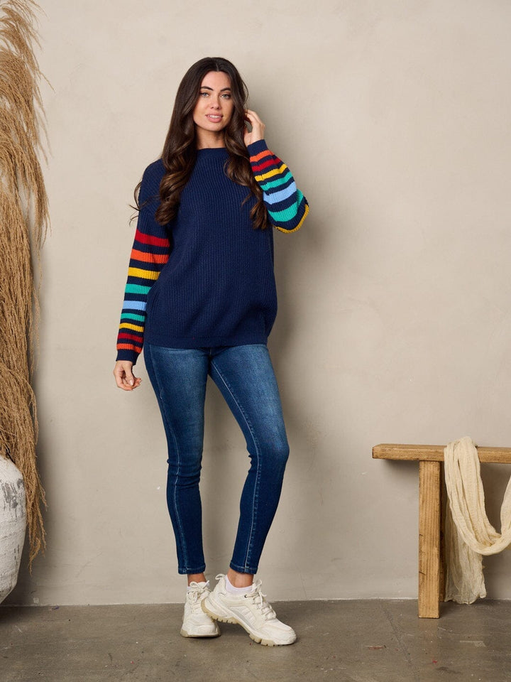WOMEN'S LONG MULTI COLOR SLEEVE SWEATER