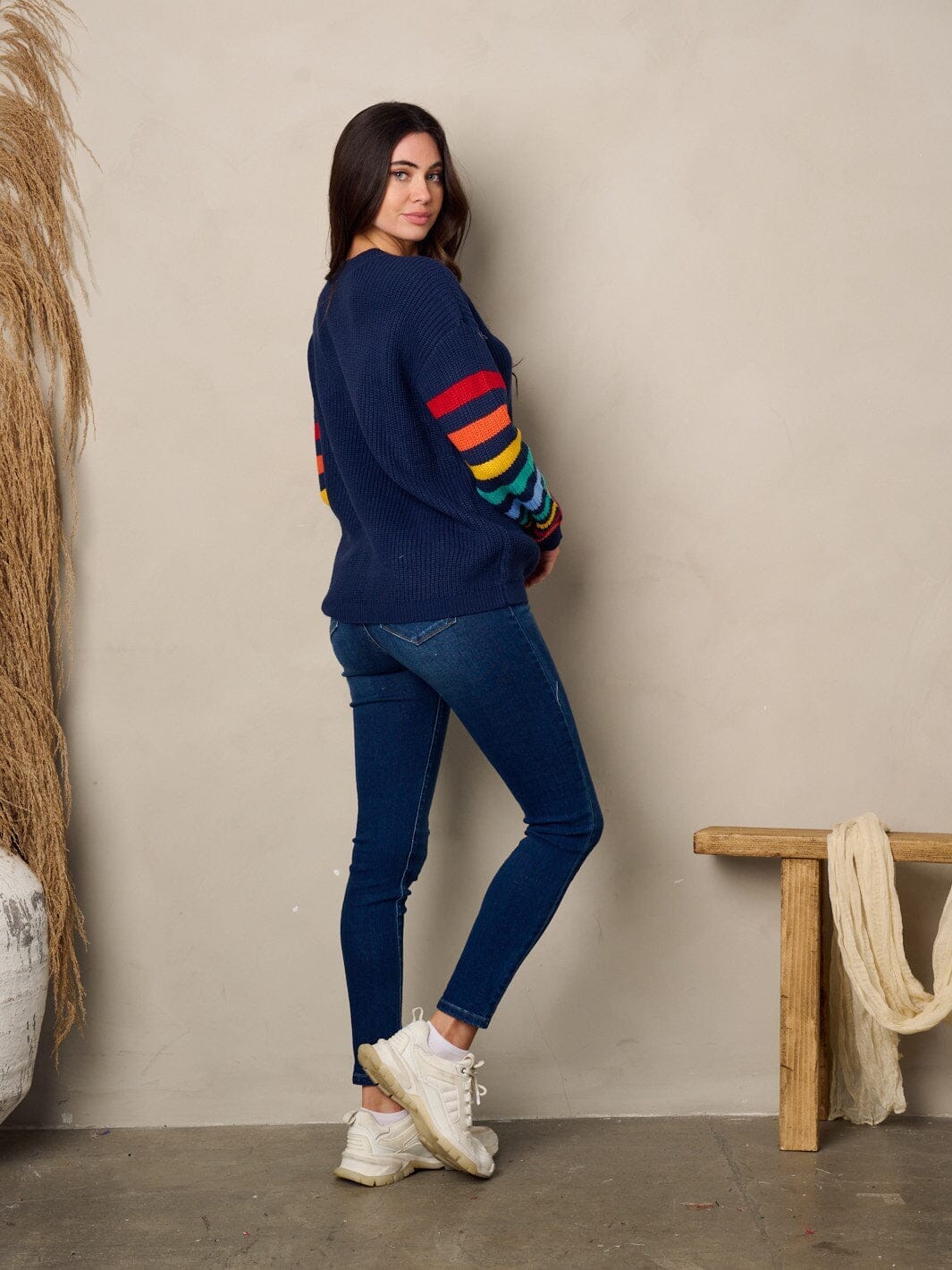 WOMEN'S LONG MULTI COLOR SLEEVE SWEATER