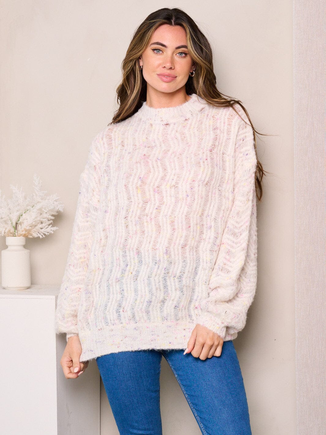 WOMEN'S LONG SLEEVES DETAILED MULTI SWEATER
