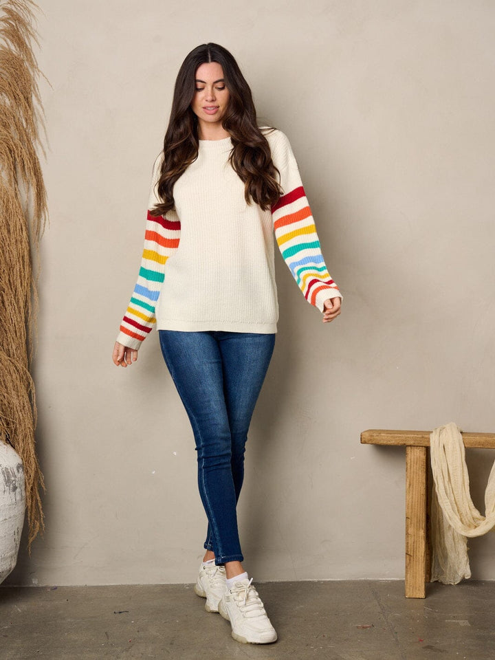 WOMEN'S LONG MULTI COLOR SLEEVE SWEATER