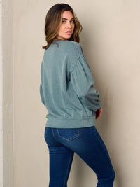 WOMEN'S LONG SLEEVE SMALL STUDS DETAILED TOP