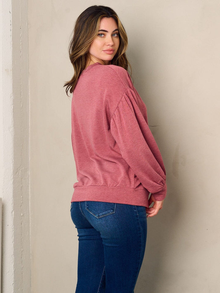 WOMEN'S LONG SLEEVE SMALL STUDS DETAILED TOP