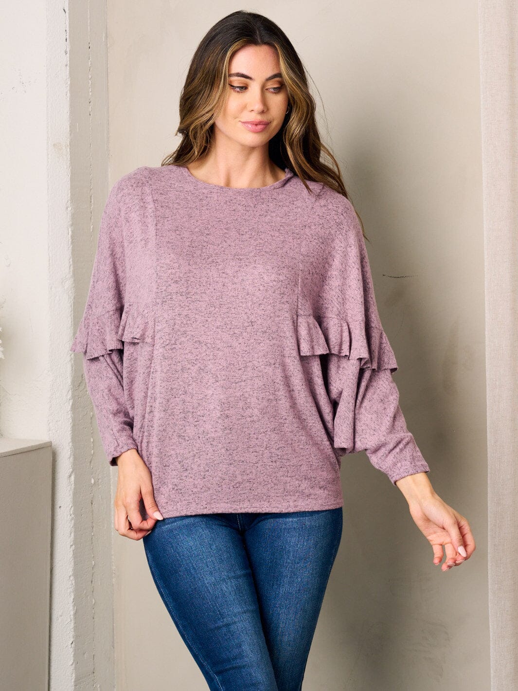 WOMEN'S LONG RUFFLE SLEEVES TUNIC TOP