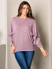 WOMEN'S LONG RUFFLE SLEEVES TUNIC TOP