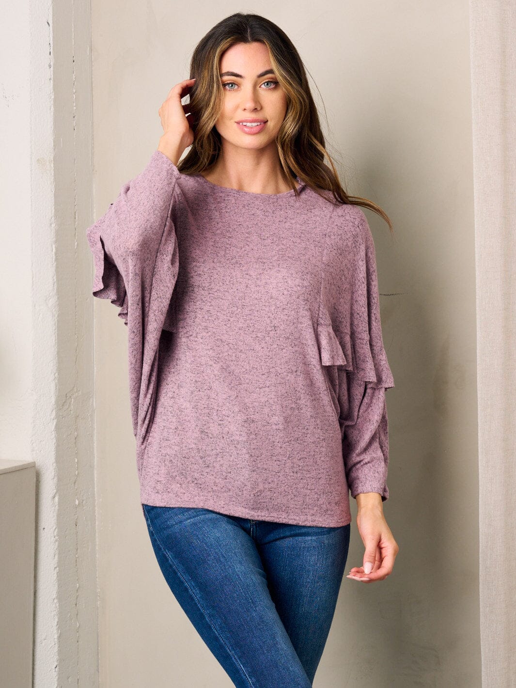 WOMEN'S LONG RUFFLE SLEEVES TUNIC TOP
