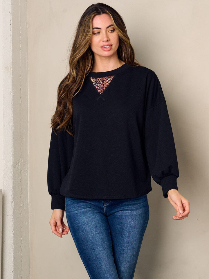 WOMEN'S LONG SLEEVE SMALL STUDS DETAILED TOP