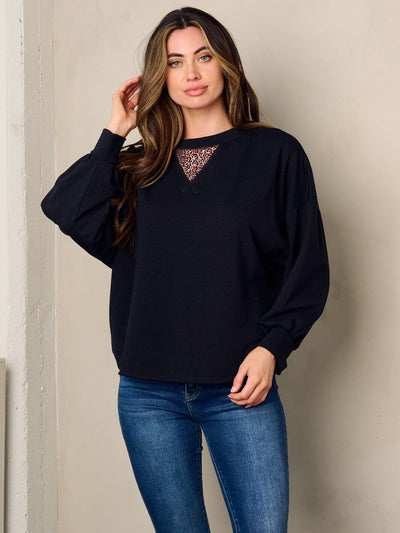 WOMEN'S LONG SLEEVE SMALL STUDS DETAILED TOP