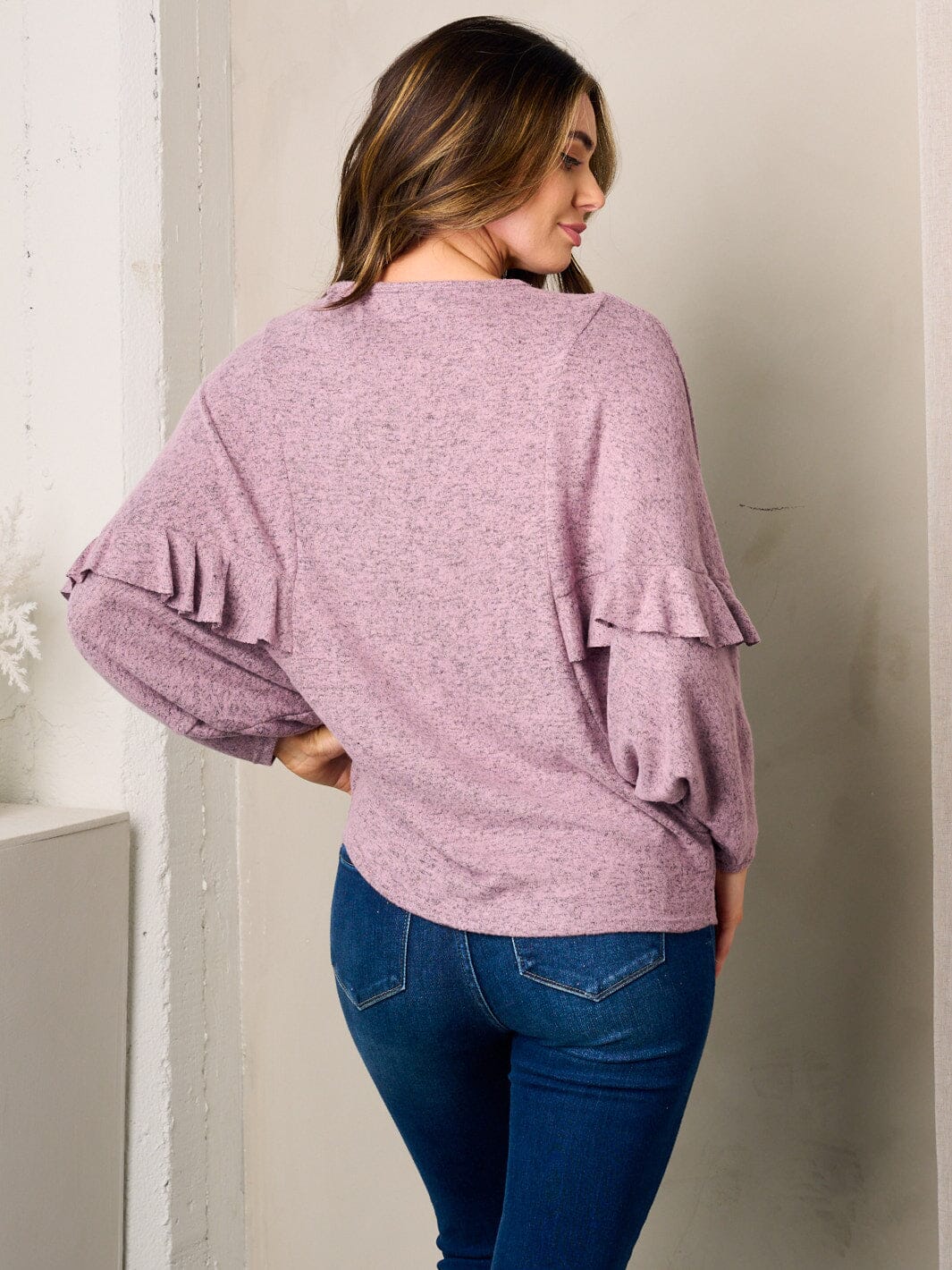 WOMEN'S LONG RUFFLE SLEEVES TUNIC TOP