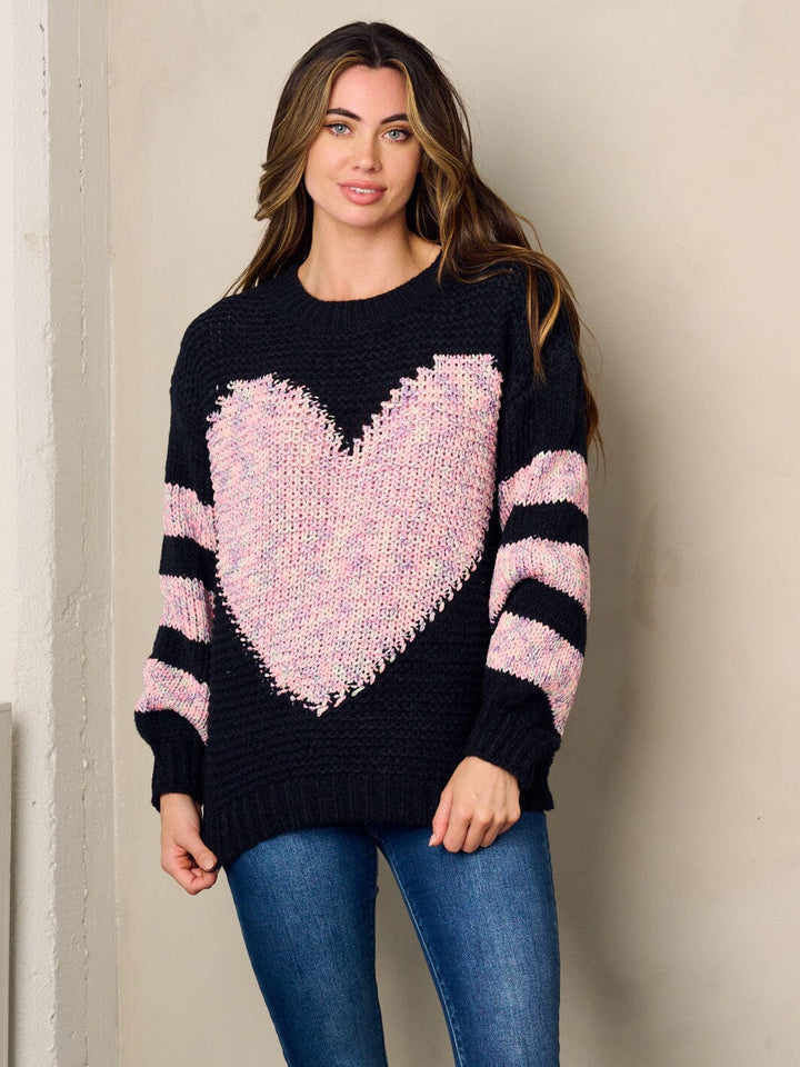 WOMEN'S LONG SLEEVE COLORBLOCK KNIT SWEATER