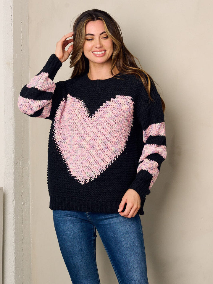 WOMEN'S LONG SLEEVE COLORBLOCK KNIT SWEATER