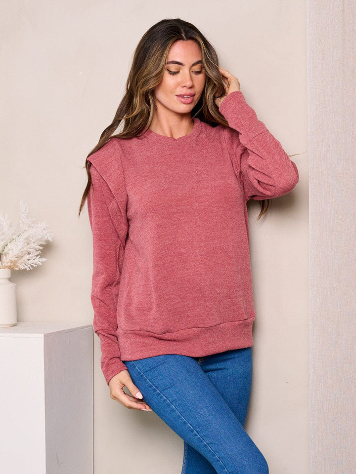WOMEN'S LONG SLEEVES SHOULDER DETAILED TOP