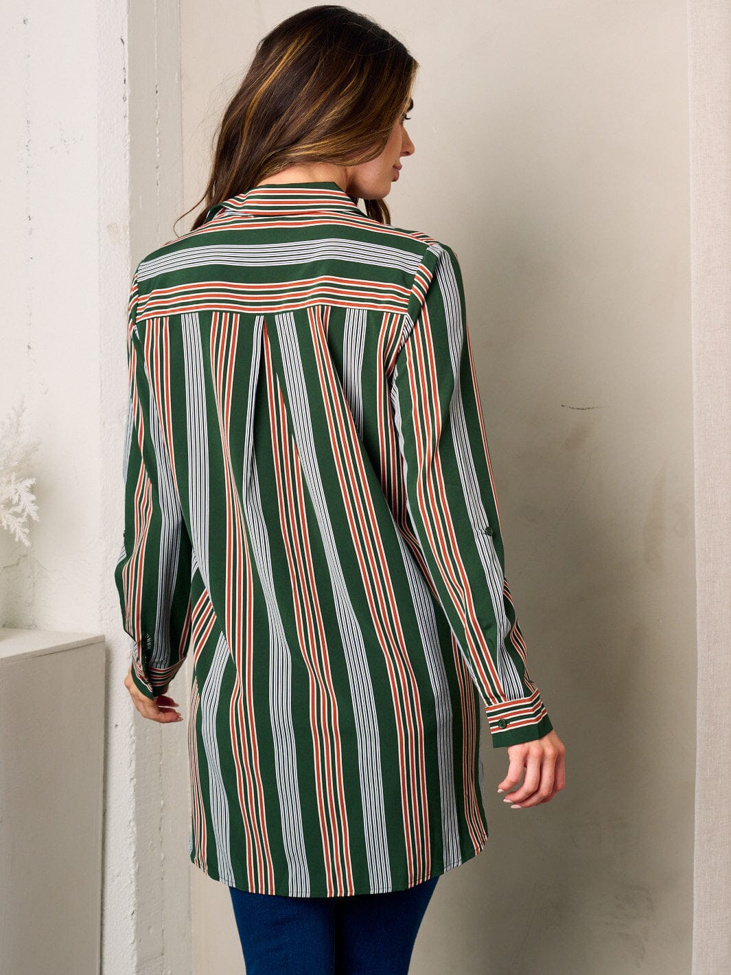 WOMEN'S LONG SLEEVE BUTTON UP MULTI TOP