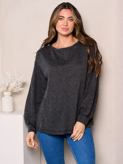 WOMEN'S LONG DETAILED SLEEVES LOOSE FIT TOP