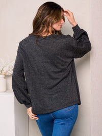WOMEN'S LONG DETAILED SLEEVES LOOSE FIT TOP