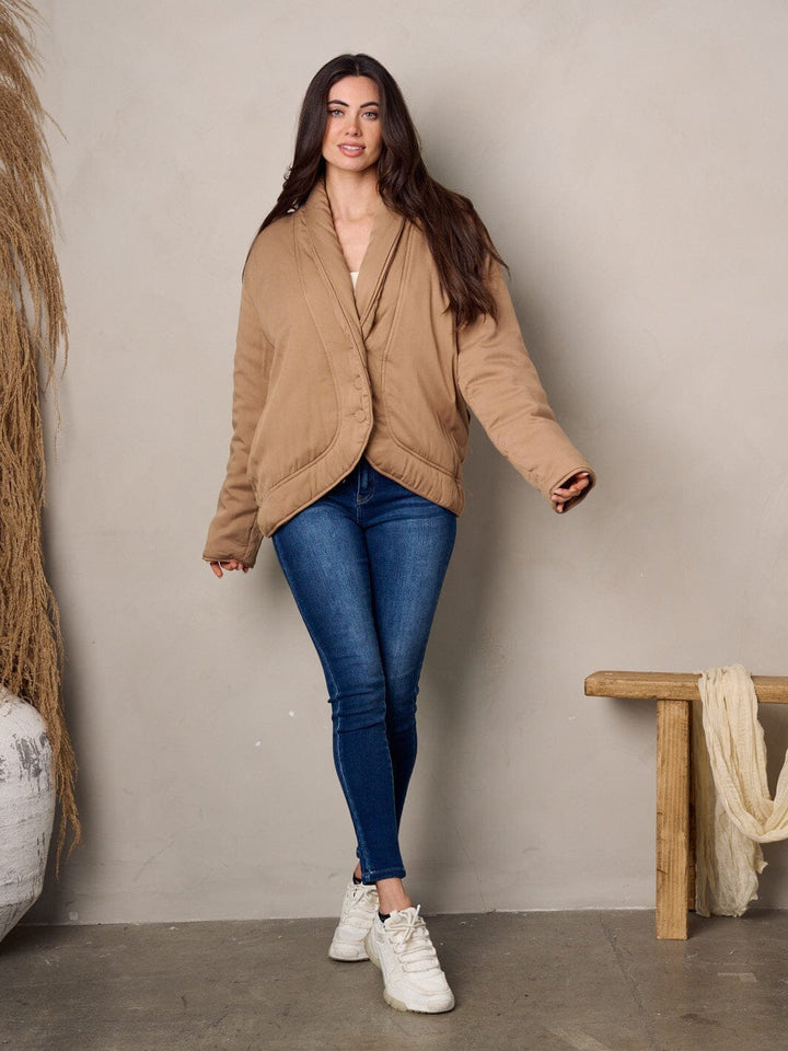 WOMEN'S LONG SLEEVE POCKETS BUTTON CLOSURE JACKET