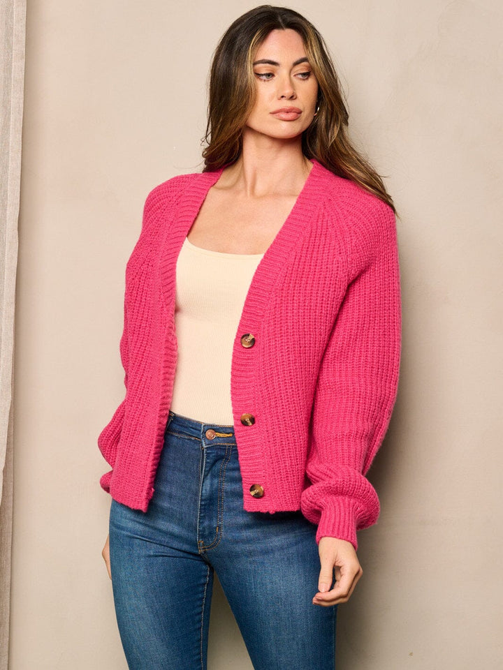 WOMEN'S LONG SLEEVE BUTTON CLOSURE SWEATER
