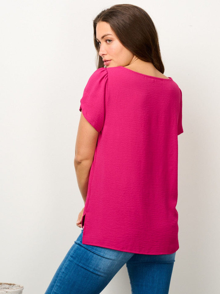 WOMEN'S SHORT SLEEVE SOLID BLOUSE TOP