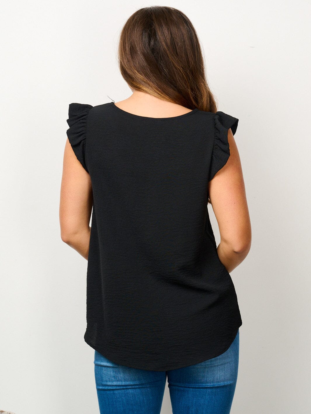 WOMEN'S RUFFLE SLEEVE SOLID BLOUSE TOP