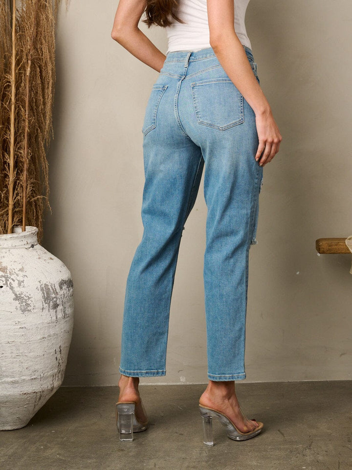 WOMEN'S DISTRESSED POCKETS DENIM JEANS