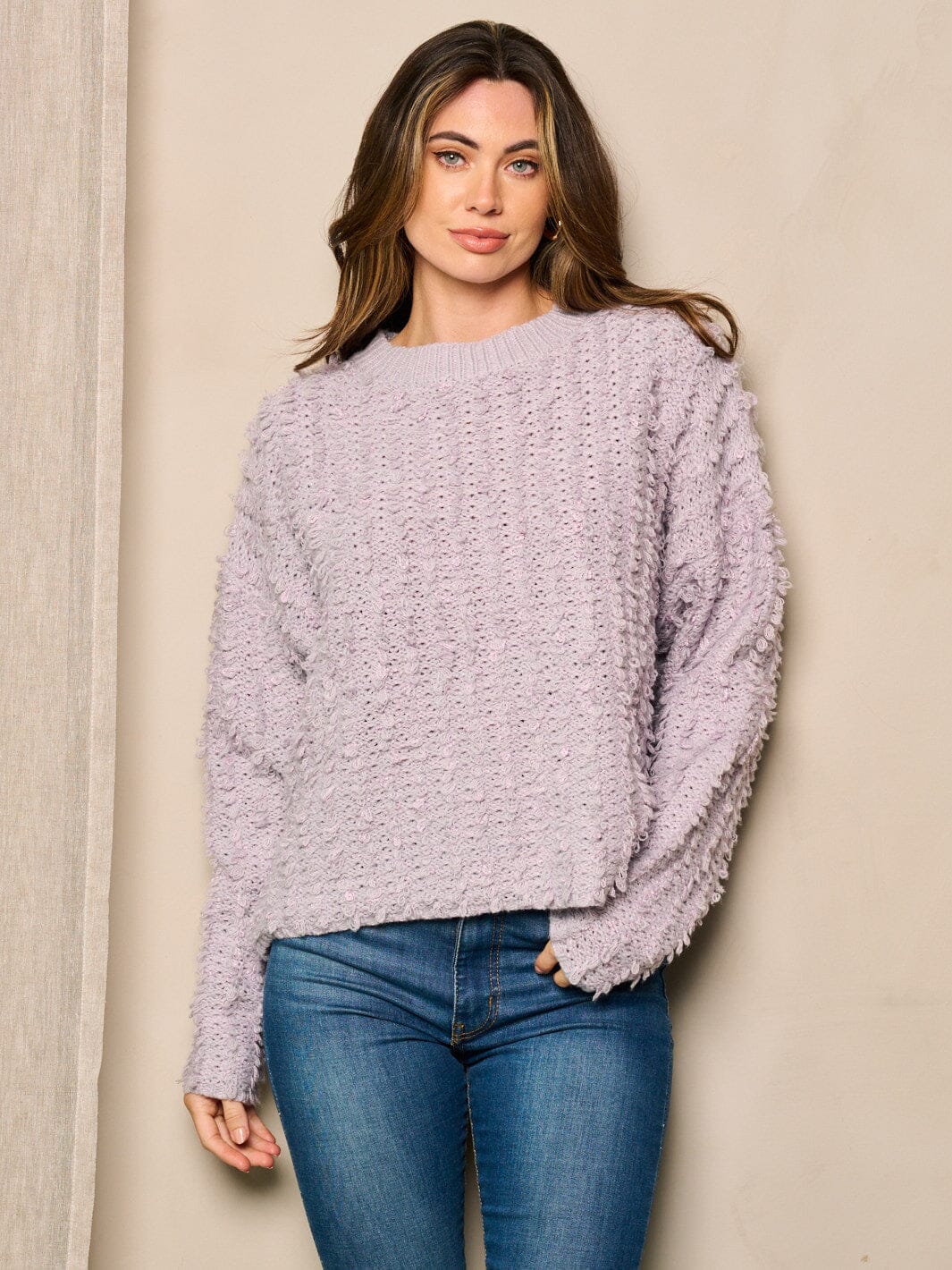 WOMEN'S LONG SLEEVE DETAILED PULLOVER SWEATER