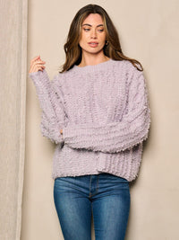 WOMEN'S LONG SLEEVE DETAILED PULLOVER SWEATER