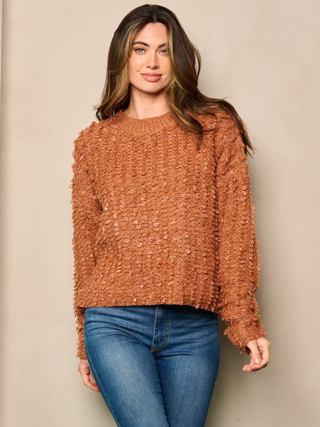 WOMEN'S LONG SLEEVE DETAILED PULLOVER SWEATER